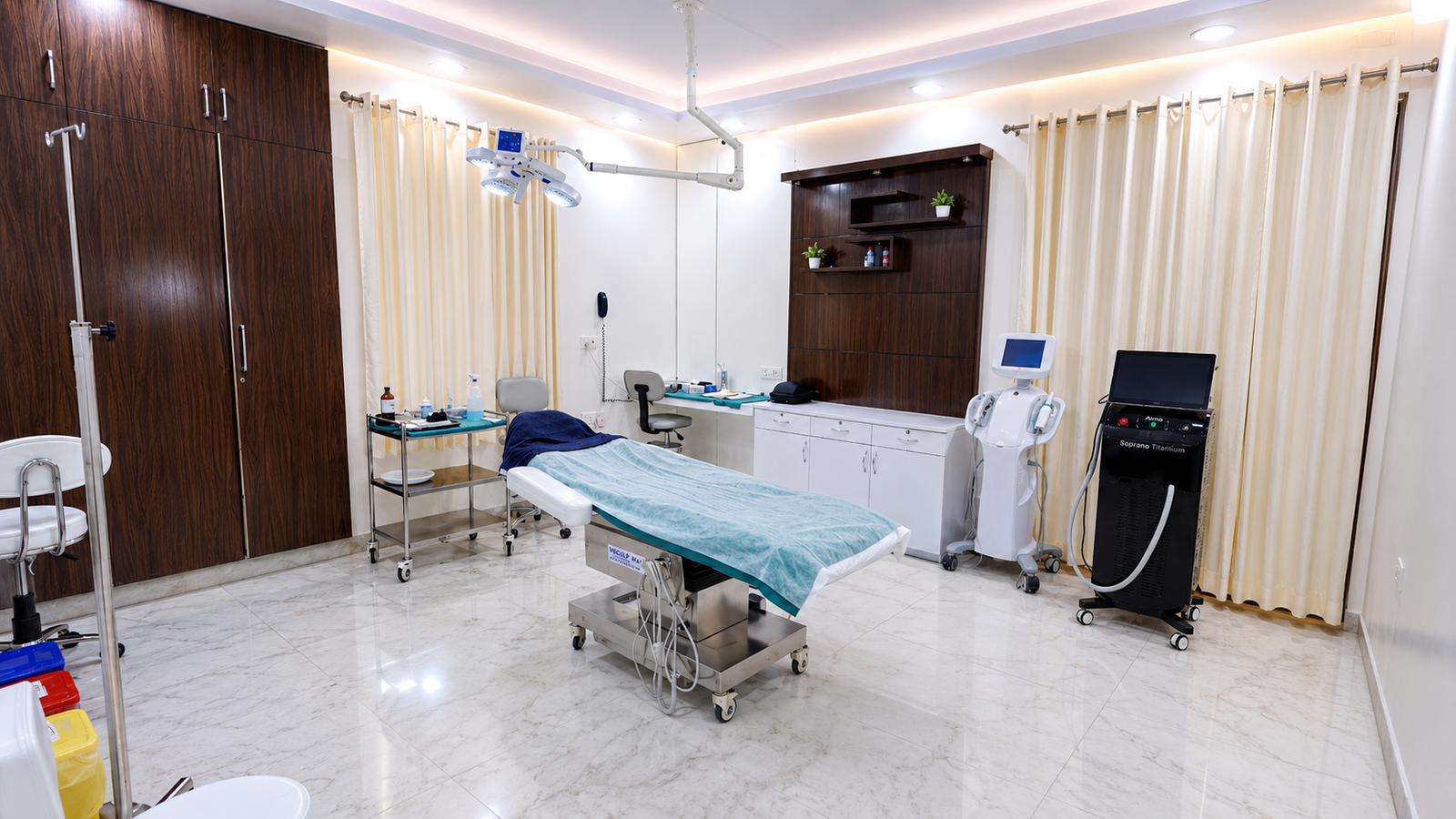 Hair transplant procedure room at Skinfollix, Delhi