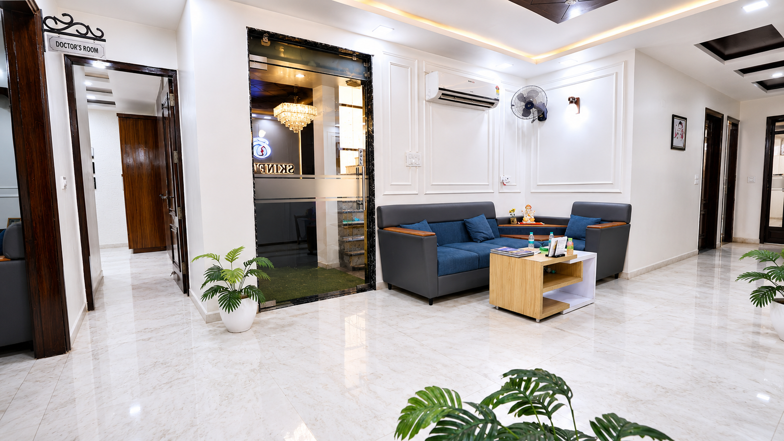 Waiting area at Skinfollix hair transplant clinic in Delhi