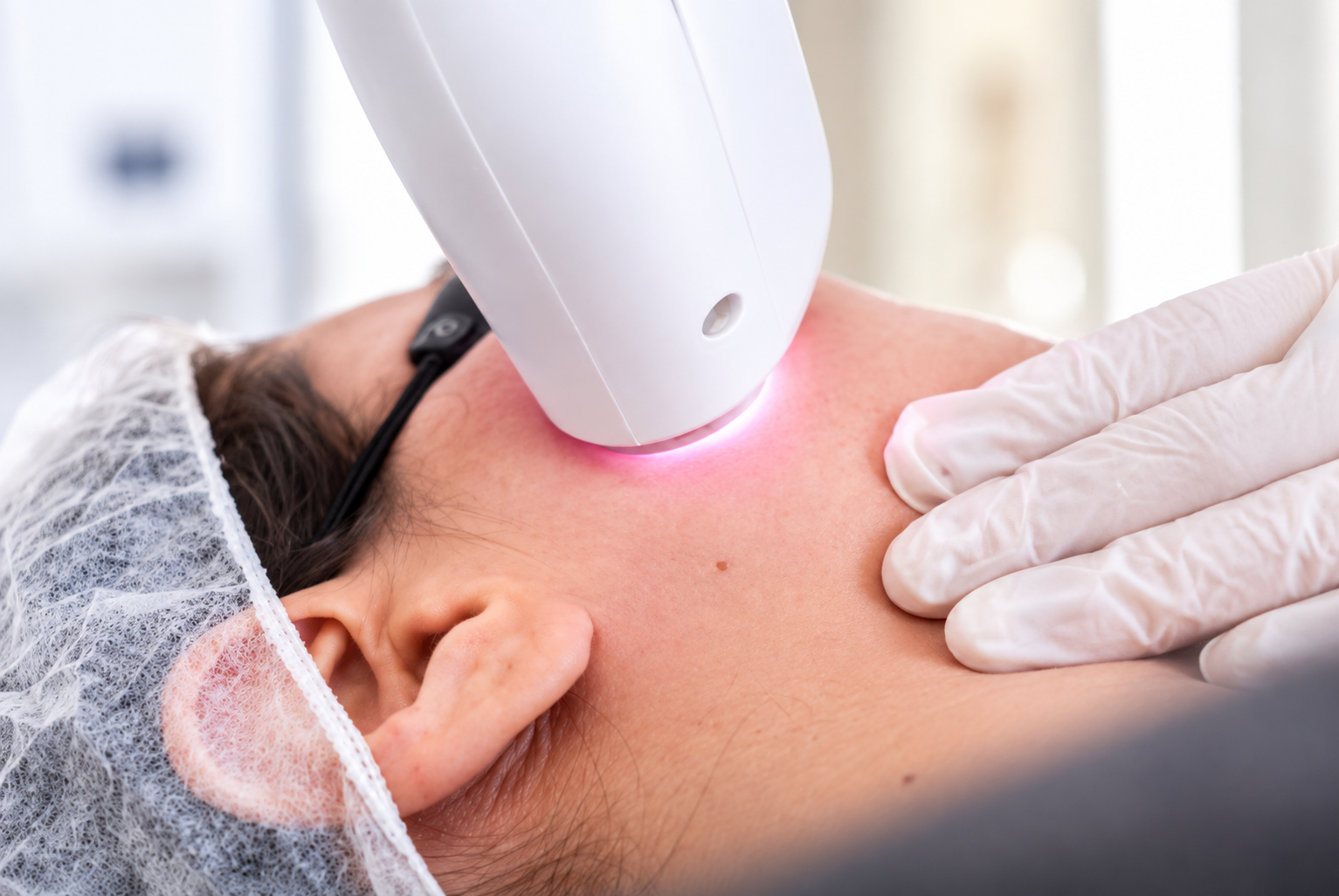 Dermatologist assessing skin before facial laser hair removal for Indian skin at Skinfollix in Delhi