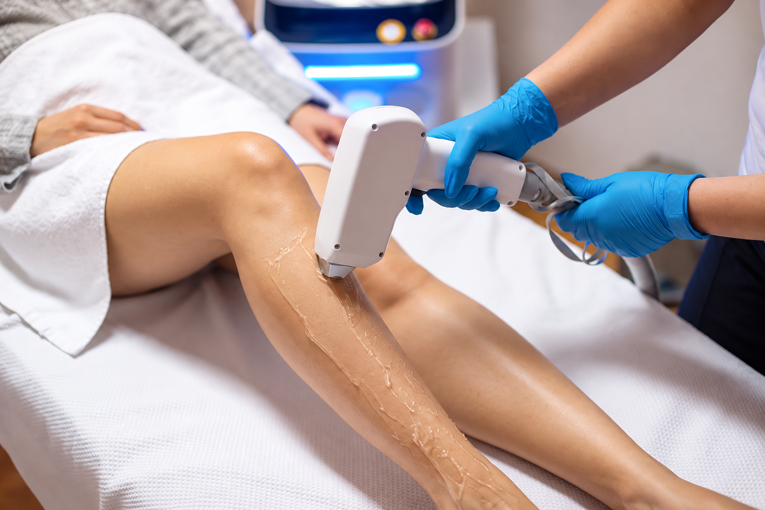 Dermatologist assessing skin before laser hair removal for Indian skin at Skinfollix in Delhi