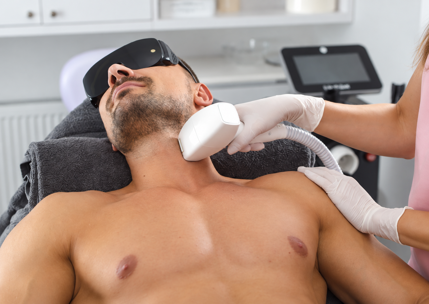 Patient receiving laser hair removal preparation and aftercare advice from a dermatologist at a laser hair removal clinic in Delhi