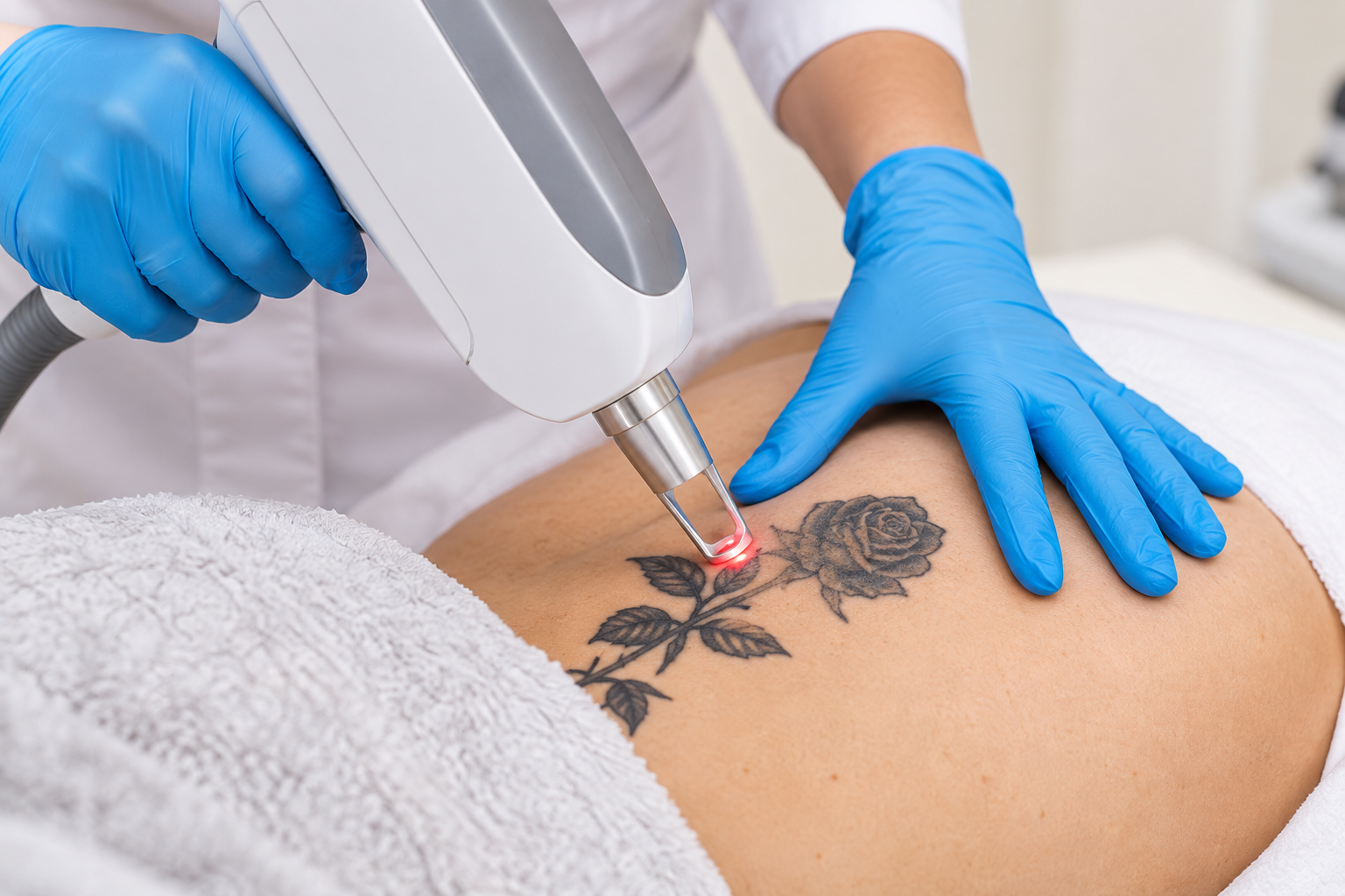 Dermatologist assessing skin before laser tattoo removal for Indian skin at Skinfollix in Delhi